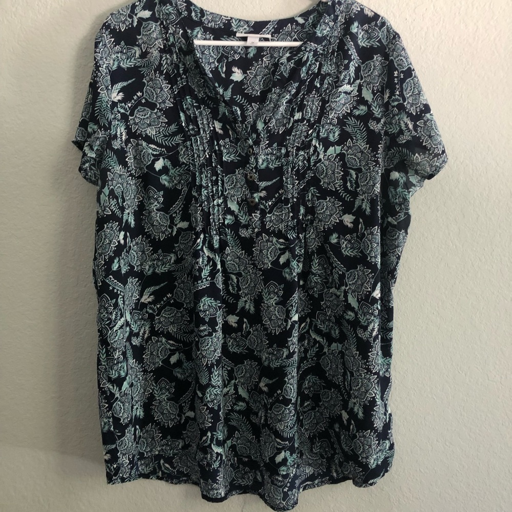 Blue/Green Paisley Print Blouse